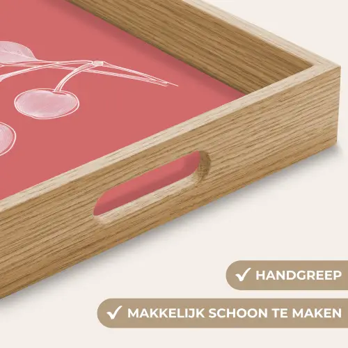 Lijnillustratie - Kersen - Tak - Wit Dienblad Rechthoek middel -USP_HandgreepNL