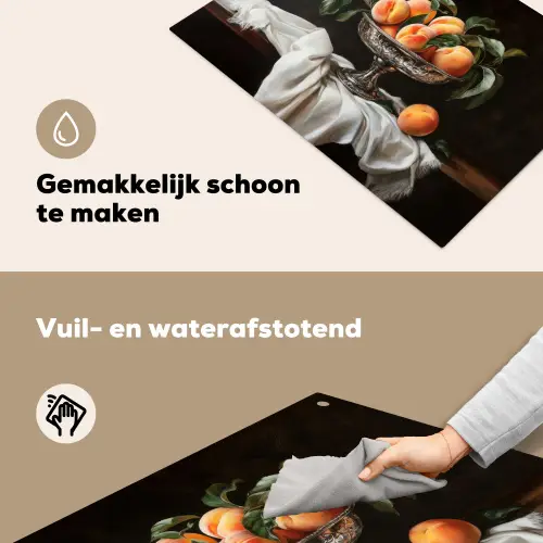 Stilleven - Perziken - Vintage Inductie beschemer met haakjes klein -ky-schoon-nl