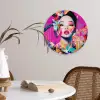 Vrouw - Portret - Abstract - Paars Wandcirkel plexiglas klein -sfeer4