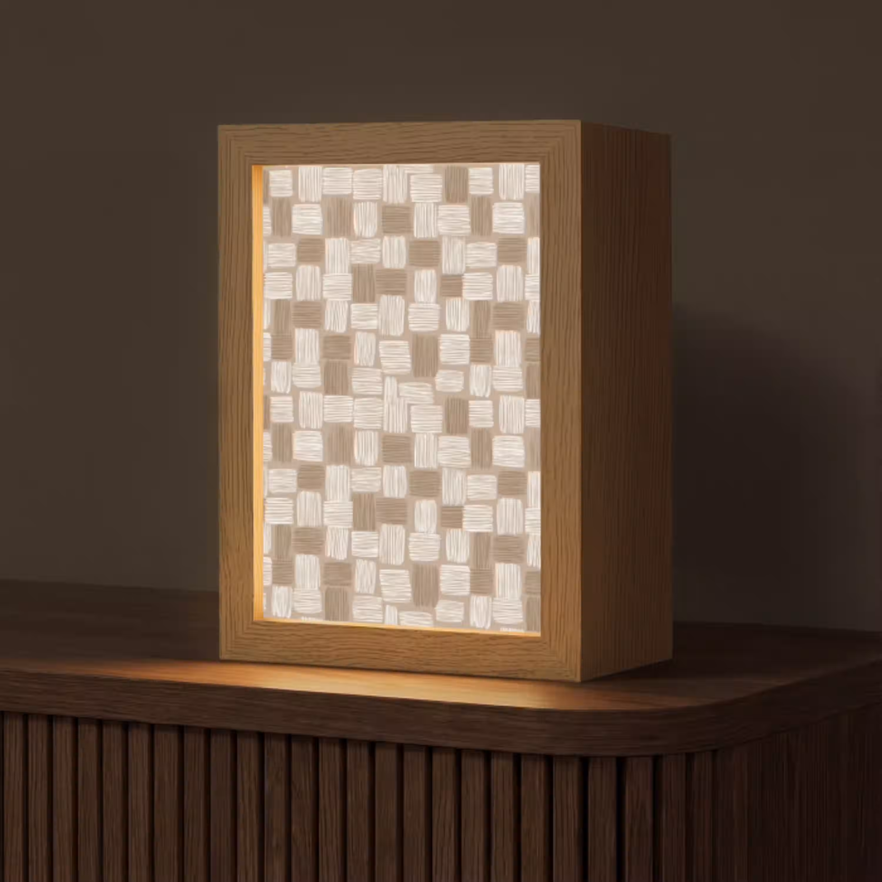 Blok - Patroon - Bruin Light Box met kabel (Tafellamp) klein 925 -z3d_website