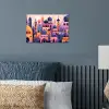 Fantasierijke stad - kleurrijk - Zon poster papier klein -sfeer2