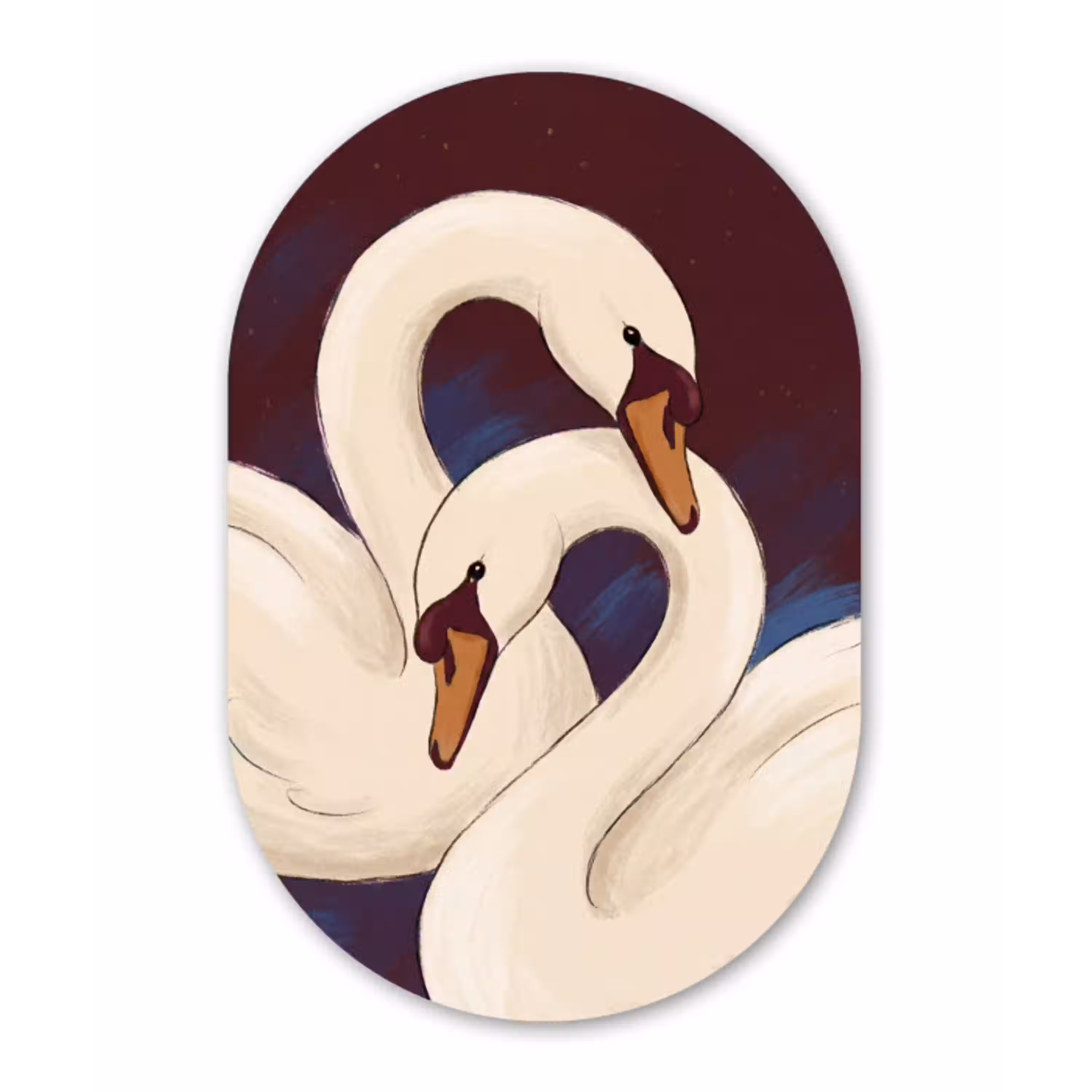 Vogel - Koppel - Liefde - Abstract - Wit Wandcirkel Ovaal Aluminium middel -3d