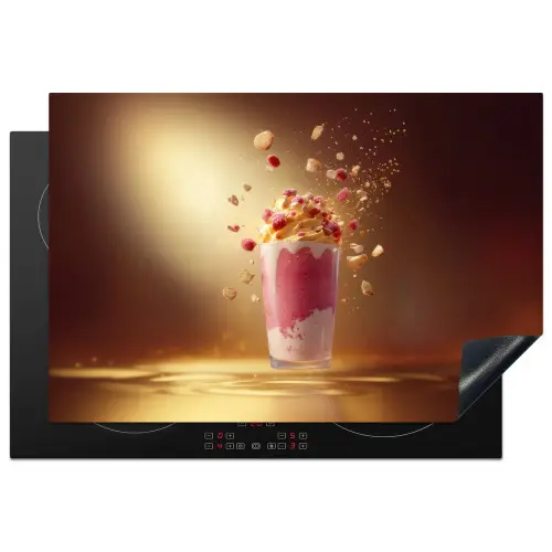 Framboos - Smoothie - Drinken - Roze Inductie beschermer vinyl 3mm klein -3d