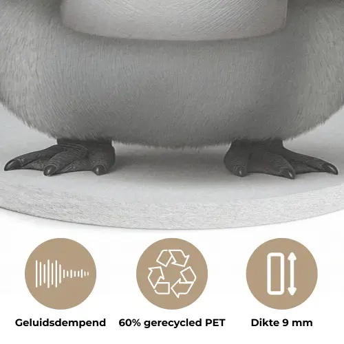 Pinguïn - WC rol - Wit Akoestische PET Vilt - Rond klein -closeup_NL