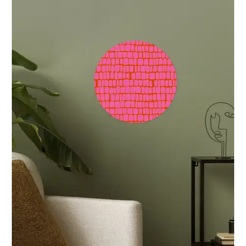 Organisch - Raster - Roze Wandcirkel behangsticker klein 186 -sfeer2