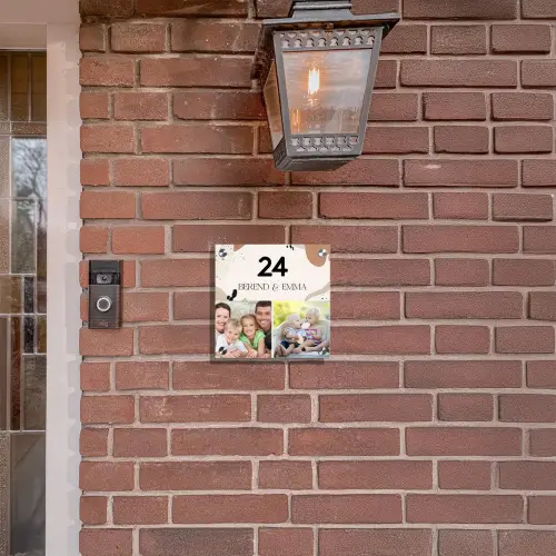 Zachte tinten met foto's - Klassiek Naambord Vierkant klein -sfeer7-XS