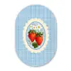 Aardbeien - Lijst - Rood - Geruit Wandcirkel Ovaal Forex klein -3d