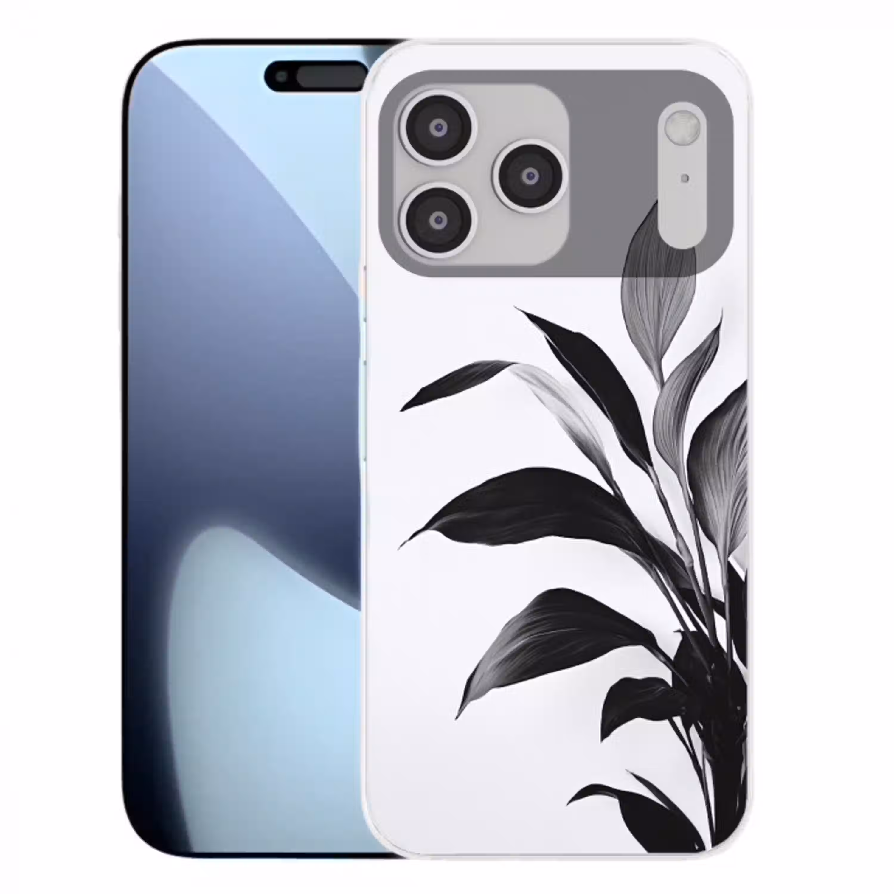 Plant - Bladeren - Minimalistisch - Zwart Telefoonhoesje iPhone 17 Pro Max klein -3d