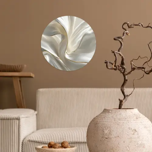 Stof - Plooien - Goud Wandcirkel behangsticker klein -sfeer1