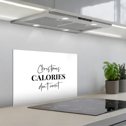 Kerst quote - Winter - Christmas calories - Wit keuken achterwand spatscherm klein -3d_schuin
