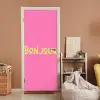Roze - Groene Bonjour - art-deco deurposter klein -sfeer1