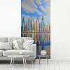 Skyline - Wolkenkrabbers - Water - Blauw fotobehang vinyl groot -woonkamer