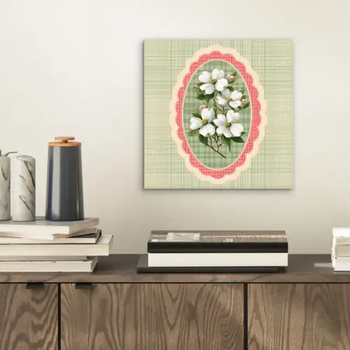 Bloemen - Illustratie - Geruit - Groen aluminium wit klein -sfeer1