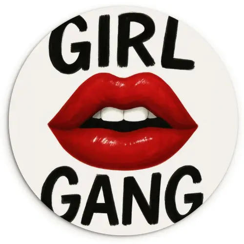 Lip - Girl - Rood - Letters Wandcirkel kunststof plaat 5mm dik klein -3d