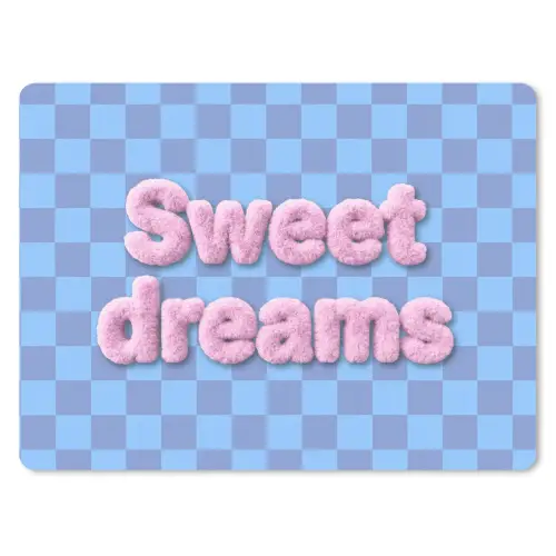Sweet dreams - Vierkanten - Roze - Blauw muismat rubber klein -3d