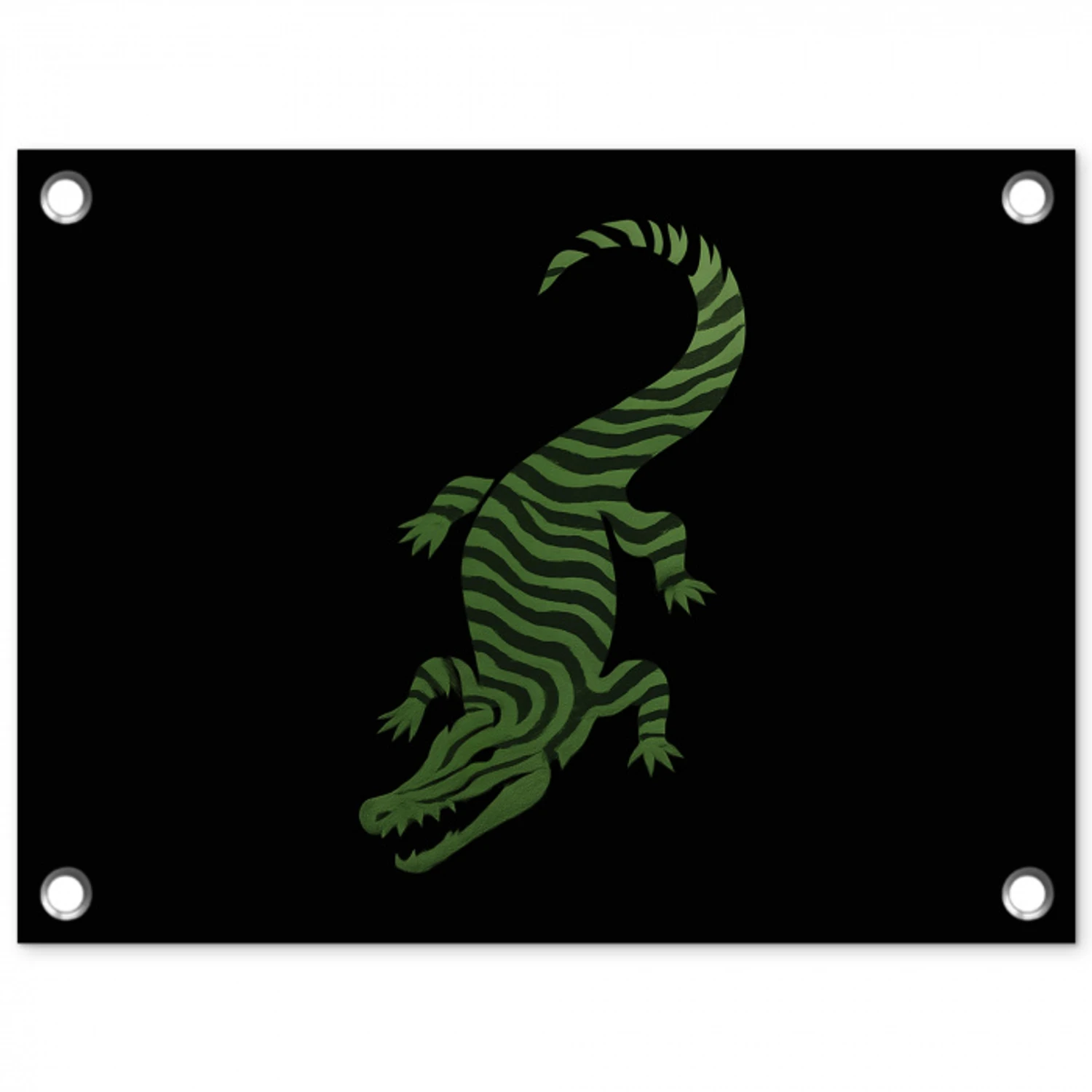 Krokodil - Groen - Tijgerachtig - Strepen tuinposter los doek klein -3d