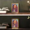 Regenboogkleuren - Man - schilderij Light Box met kabel (Tafellamp) klein -sfeer3