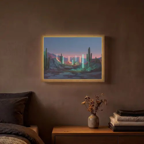 Cactus - Lichtzuilen - Zonsondergang Light Box met batterij (Wandlamp) middel -sfeer4