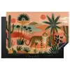 Tijger - Palmen - Cactus - Oranje Inductie beschermer vinyl 3mm klein -3d