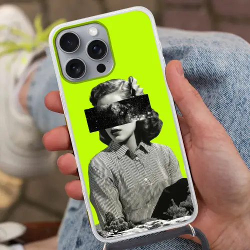 Vrouw - Sterrenhemel - Groen Hoesje iPhone 16 Pro Max met koord klein -sfeer3