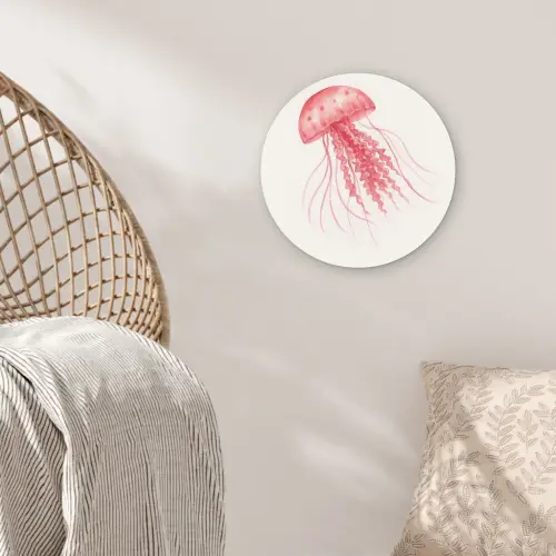Kwal - Tentakels - Roze Wandcirkel kunststof plaat 5mm dik klein -sfeer5