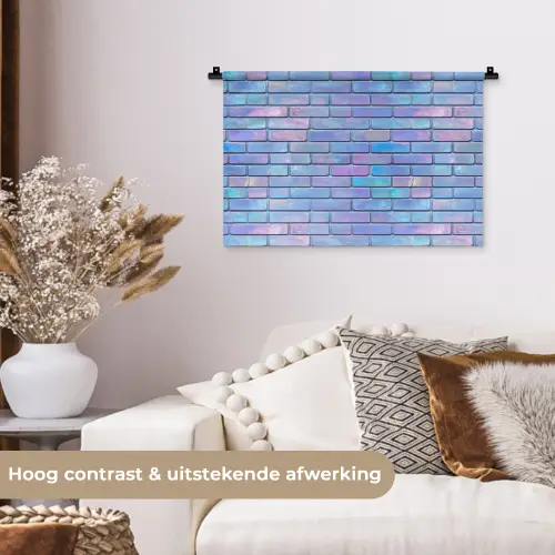 Paars - Blauwe - Muur Wandkleed katoen klein 269 -sfeer1