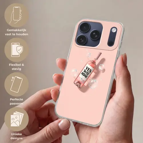 Bubbels - Rosé - Roze Telefoonhoesje iPhone 17 Pro klein -sfeer3_NL