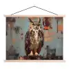 Geschilderd - Abstract - Uil - Bruin textielposter latten blank klein -3d