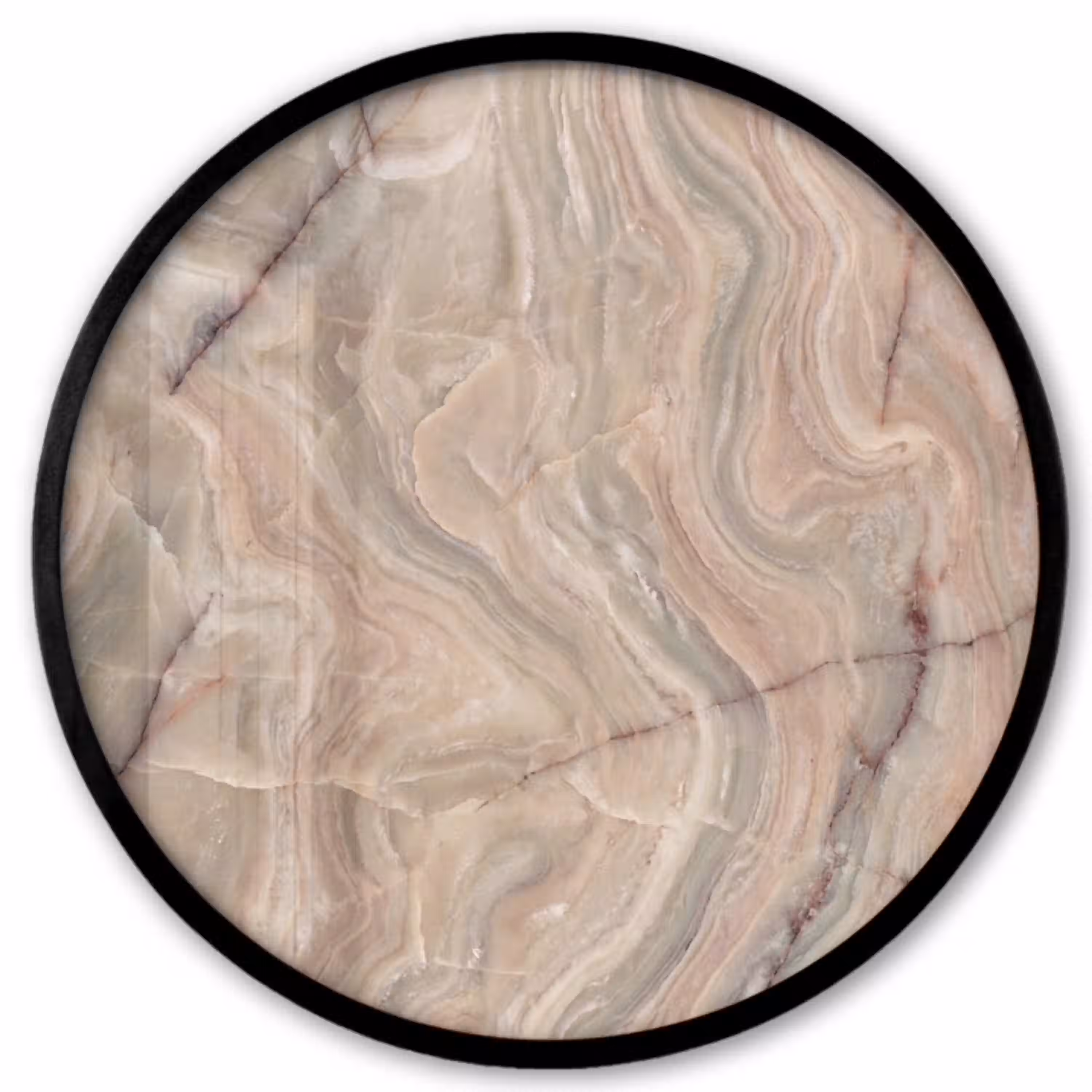 Marmer - Patroon - Abstract - Beige - Groen Fotolijst rond zonder passe partout klein -3d