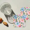 Blauw - Roze - Bloemen onderzetter kurk middel -sfeer4