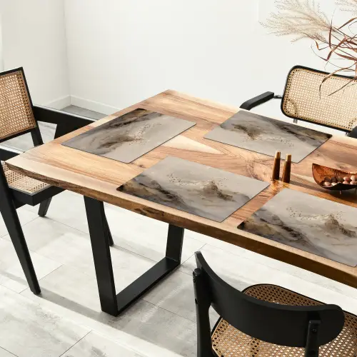 Berglandschap - Mist  - Penseelstreken Placemat vinyl groot -zzsfeer4_Kitchenyeah-website