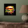 Hamburger - Graffiti - Verf - Kleurrijk - Eten - Abstract aluminium wit klein -sfeer2