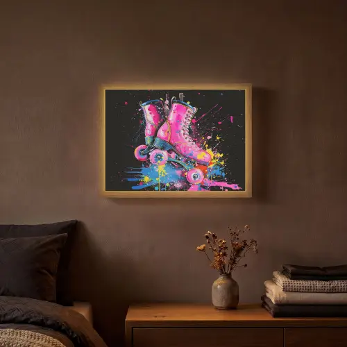 Graffiti - Sport - Rolschaatsen - Skating Light Box met batterij (Wandlamp) middel -sfeer4