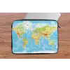 Wereldkaart - Staatkundig - Blauw - Aarde - Educatief laptophoes neopreen klein -tafel