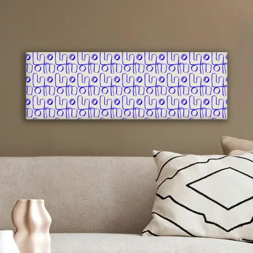 Blauw - Patroon - Beige - Abstract canvas 2cm klein 828 -sfeer3