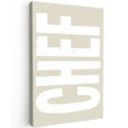 Wit - Chef - Decoratie - Japandi Tuinposter op houten frame 2 cm dik klein -3d