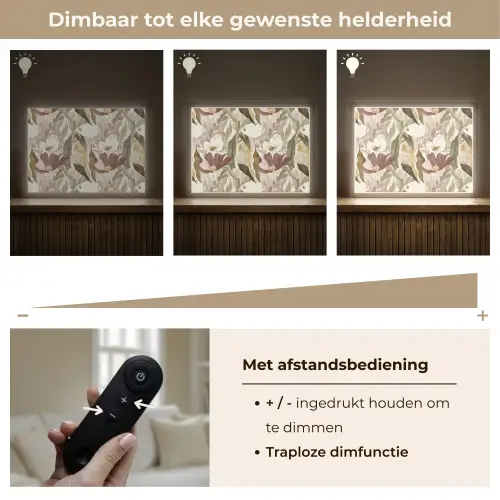 Bloemen - Aquarel - Kleurrijk Light Box met batterij (Wandlamp) middel 907 -USP_dimbaarNL