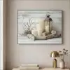 Stilleven - Wit - Kaarsen - Rustiek - Natuur Textielframe zwart klein -sfeer2