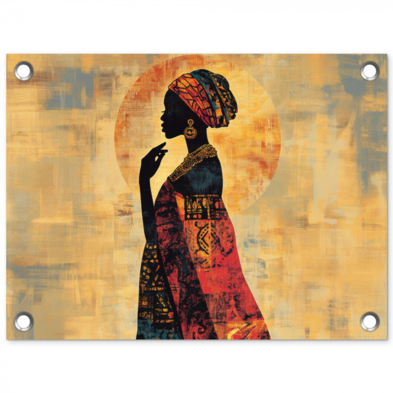 Vrouw - Silhouet - Patronen - Sierlijk tuinposter los doek klein -3d