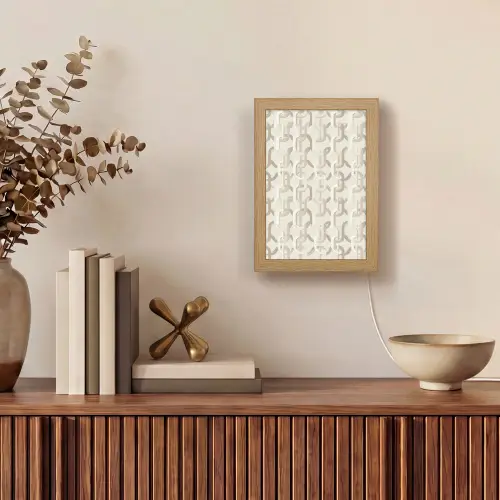 Motief - Abstract - Beige Light Box met kabel (Tafellamp) klein 925 -sfeer2