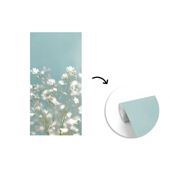 Stengels - Bloemen - Lucht - Wit fotobehang vinyl groot -3d