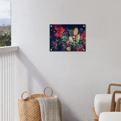 Boeket - Stilleven - Bloemen - Planten - Rood tuinposter los doek klein -sfeer8