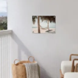 Hangmat - Palmbomen - Strand - Zee tuinposter los doek klein -sfeer8