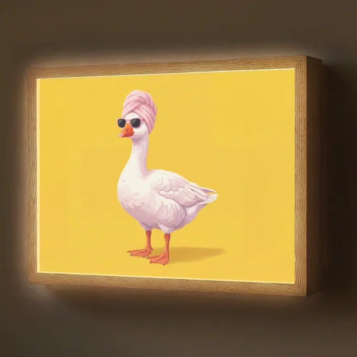 Eend - Zonnebril - Geel Light Box met batterij (Wandlamp) middel -z3d_website