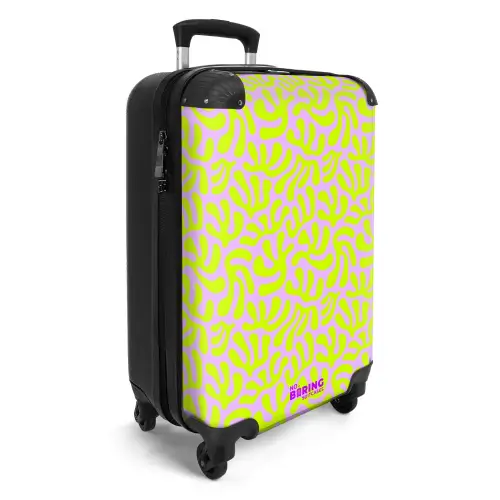 Neon bladeren op lichtroze achtergrond NBS - Handbagage koffer - Kinderen Unisex middel -productfoto_3d