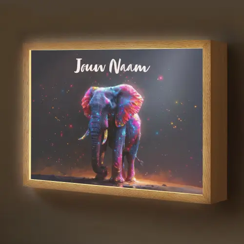 Olifant - Kleuren - Sterren - Dier Light Box met batterij (Wandlamp kind) middel -z3d_website