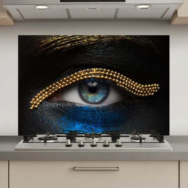 Vrouw - Ogen - Make up - Luxe - Goud keuken achterwand spatscherm klein -3d_website
