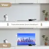 Skyline - Blauw - Wolkenkrabbers - Stad keuken achterwand spatscherm klein -voor_na_NL