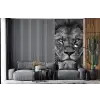 Dieren - Leeuw - Zwart - Wit - Portret fotobehang vinyl groot -bank