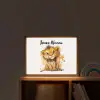 Leeuw - Waterverf - Bruin - Dieren - Meisjes - Jongens Light Box met batterij (Wandlamp kind) middel -sfeer1_kind